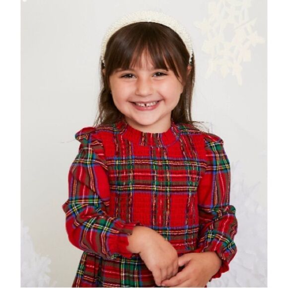 Toddler Girl Plaid Brushed Flannel Long Sleeved Dress Size 4T - Picture 7 of 8